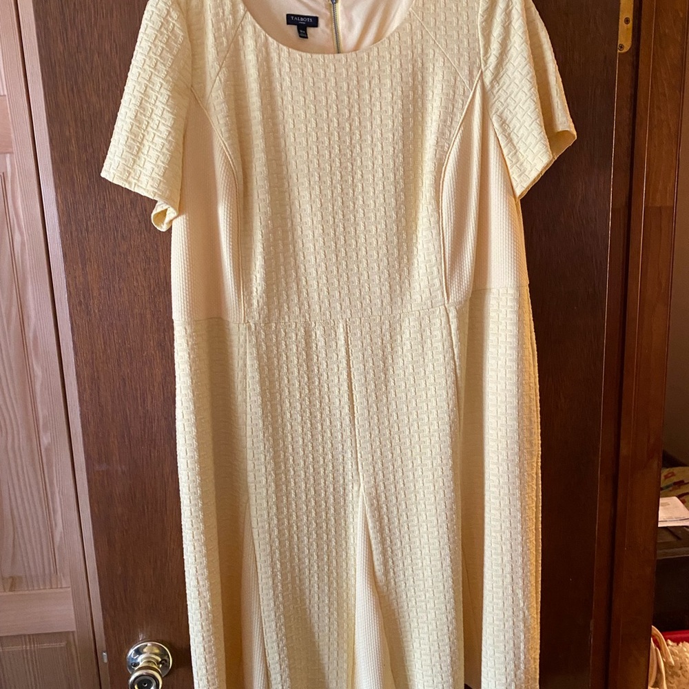 Talbots Bright Yellow Textured Dress 16W excellent